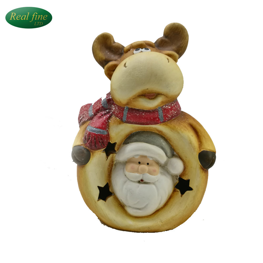 Ceramic Craft LED Light of Deer and Santa Claus