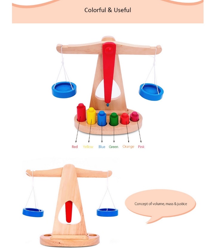 Montessori Wooden Children Educational Toy Balancing Scales