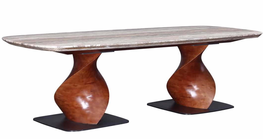 Home Furniture Natural Marble Wood Dining Table