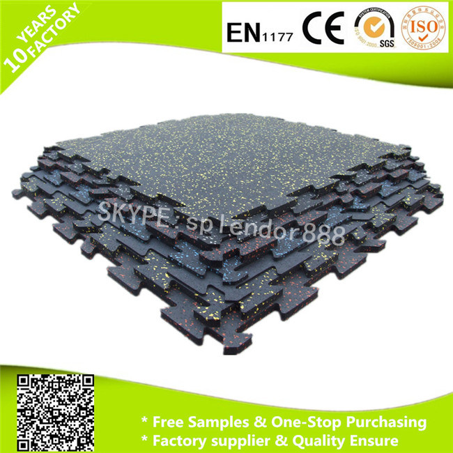 Anti-Slip Interlocking Rubber Flooring Tiles for Fitness Center Heavy Duty Shockproof