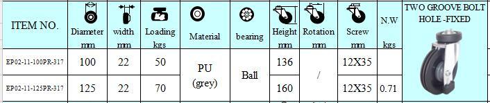 Shopping Cart Caster Bolt Hole Type Rigid