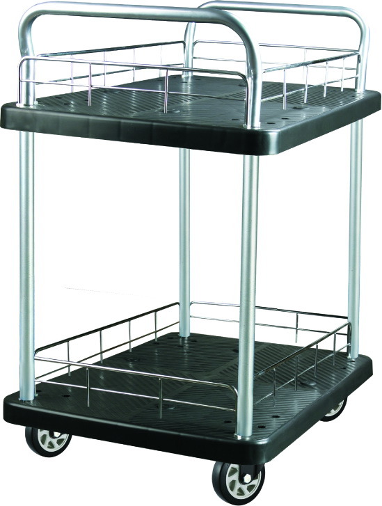 300kg Double Layers Plastic Hand Truck with Rail