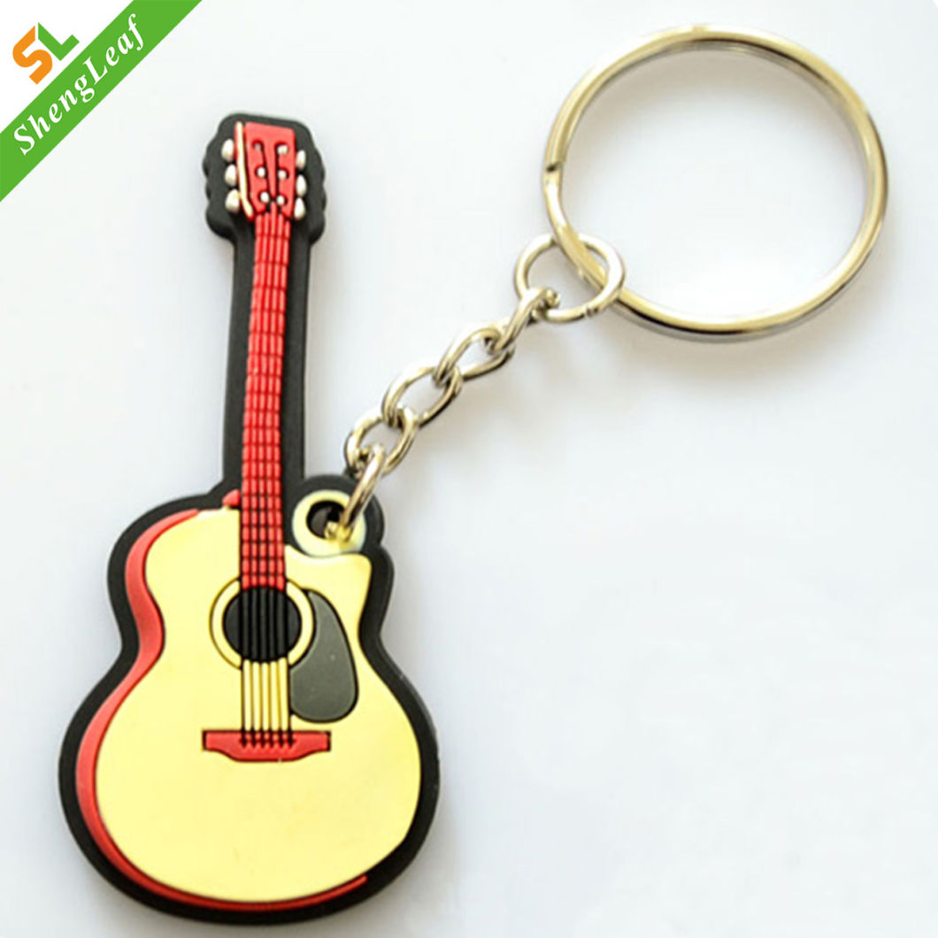 Music Tool Both Side Design Rubber Guitar Keychain