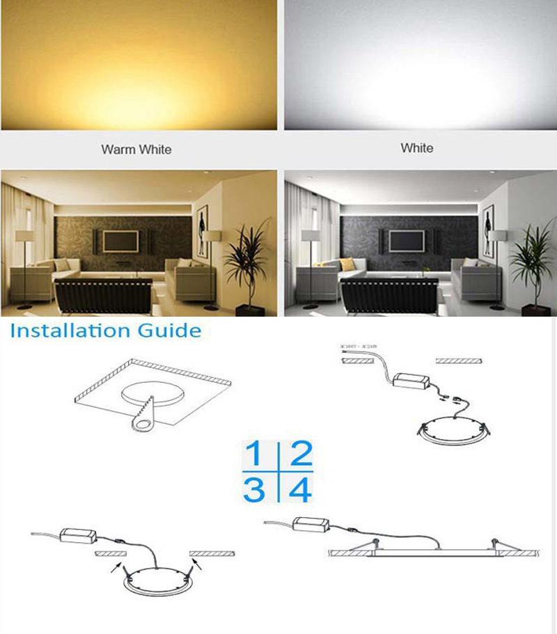 Hot Sale Square Aluminum 12W Recessed LED Panel Ceiling Light