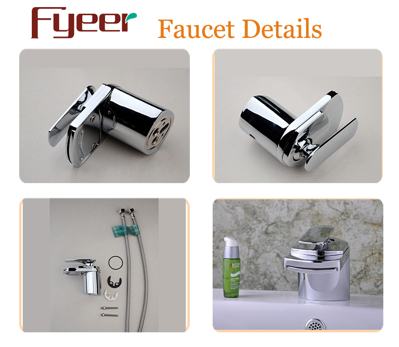 Fyeer Simple Graceful Short Spray Waterfall Bathroom Chrome Faucet Hot&Cold Water Mixer Tap