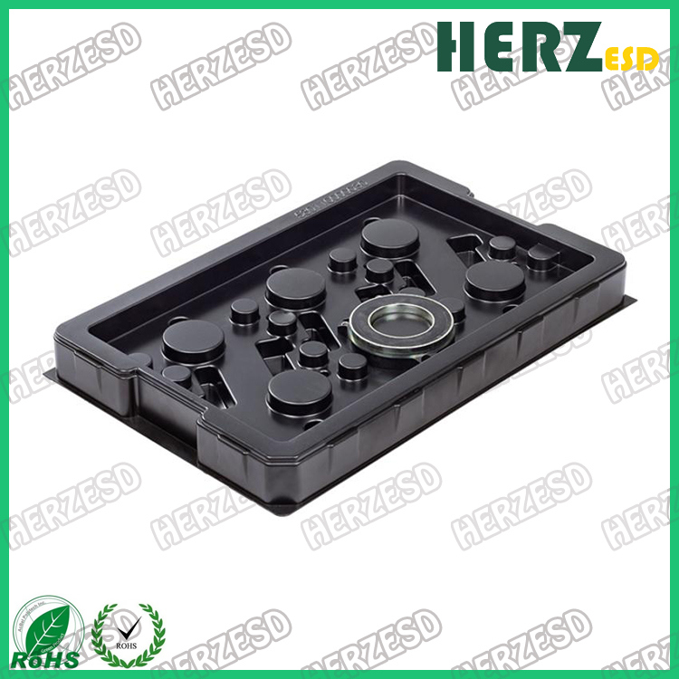 Electronic Plastic ESD Trays Hard Customized Black Blister Tray