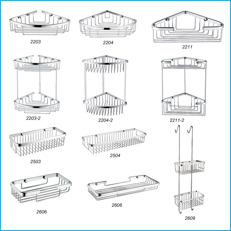 Wall Mounted Brass Corner Wire Soap Basket for Shower Caddy