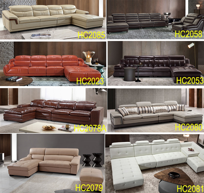 Three Seat with Chaise Leather Sofa for Home Living Room (HC2058)