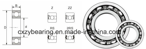 6001zz/2RS 12*28*8mm Carbon ceramic Chrome Stainless Steel Bearing-High Rpm