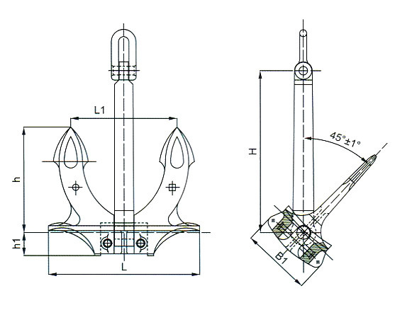 Hall Type a, B, C Cast Iron Ship Anchor with Lrs ABS BV Dnv Gl Nk Kr Rina CCS Rmrs Certificate