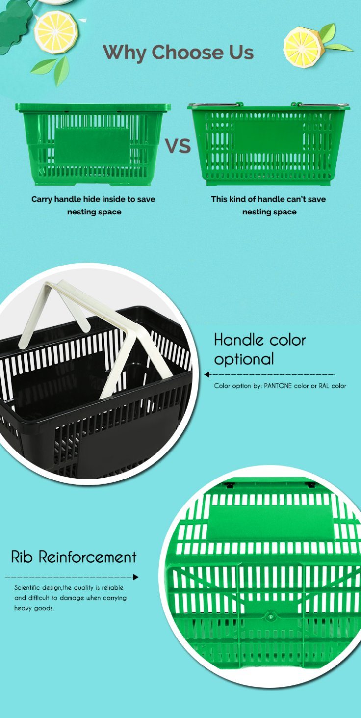 Single Handle Plastic Carry Shopping Basket