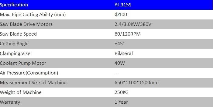 Yj-315s Water Cooling System Blue Manual Angle Iron Cutting Machine