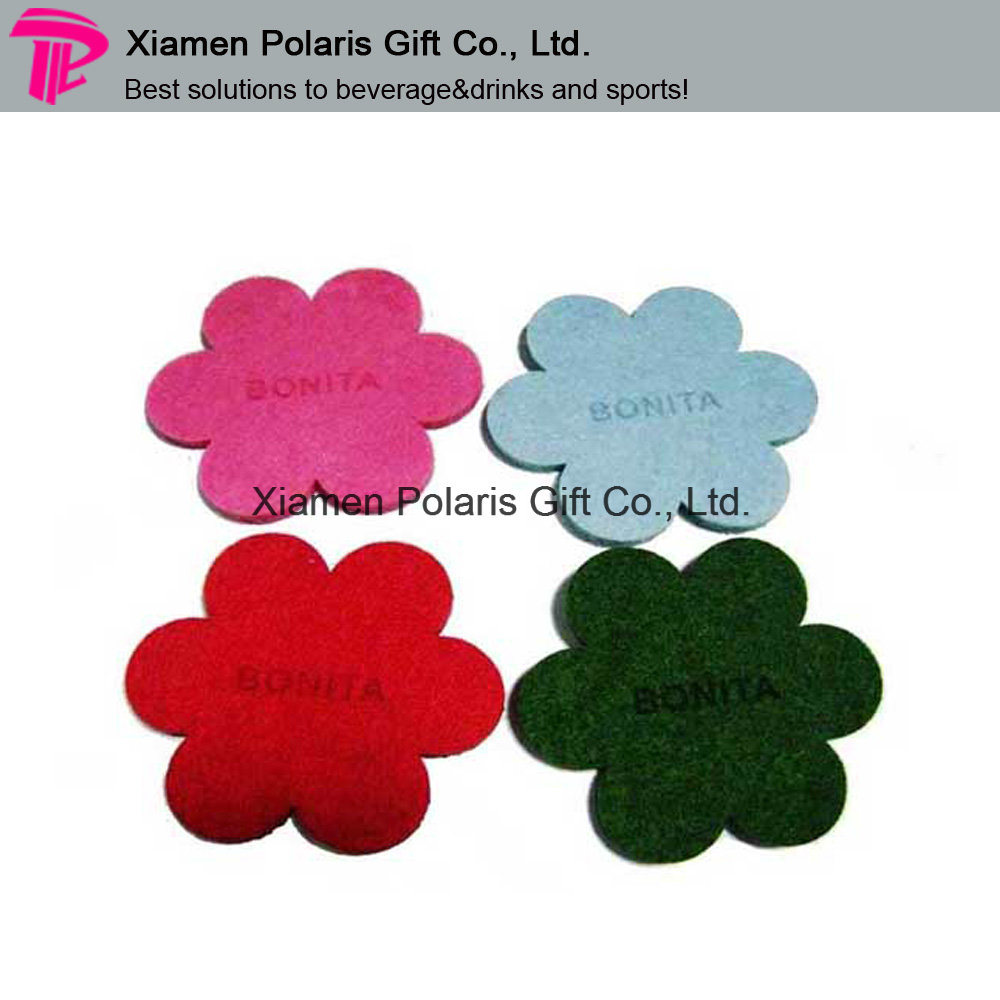 Flower Shape Felt Coaster with Debossed Logo