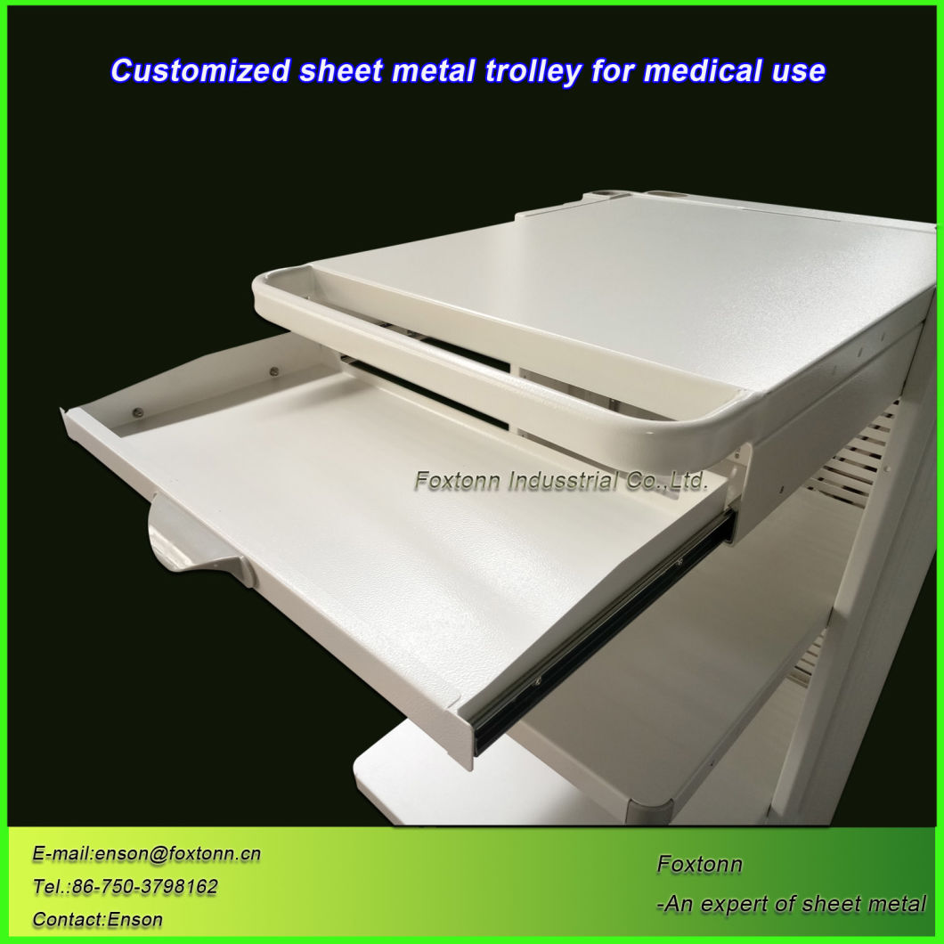 Professional Sheet Metal Customized Hospital Nursing Cart Trolley