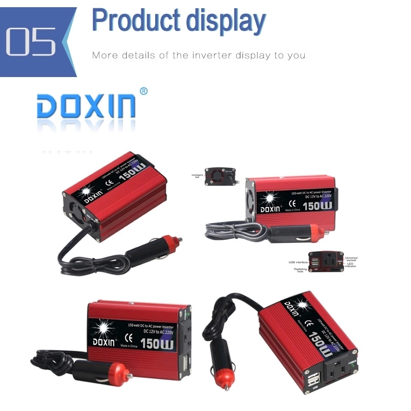 DOXIN DC to AC 12V to 110V 150W dual USB car inverter 2 fuse with US socket