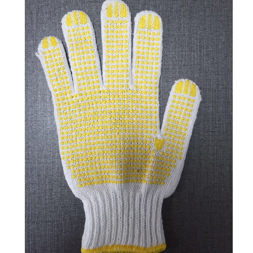 7 Gauge Knitted Cotton PVC Dotted Safety Work Glove