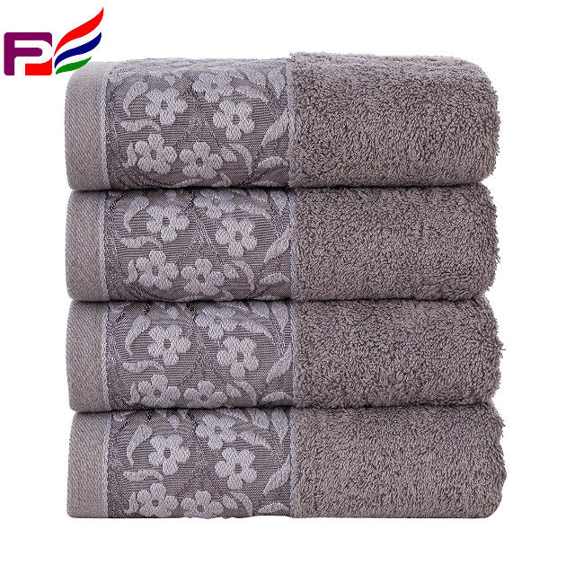 100% Turkish Cotton Hand Towel with Floral Jacquard