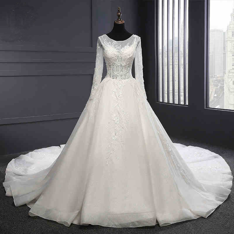 Long Sleeve Backless Lace Wedding Dress