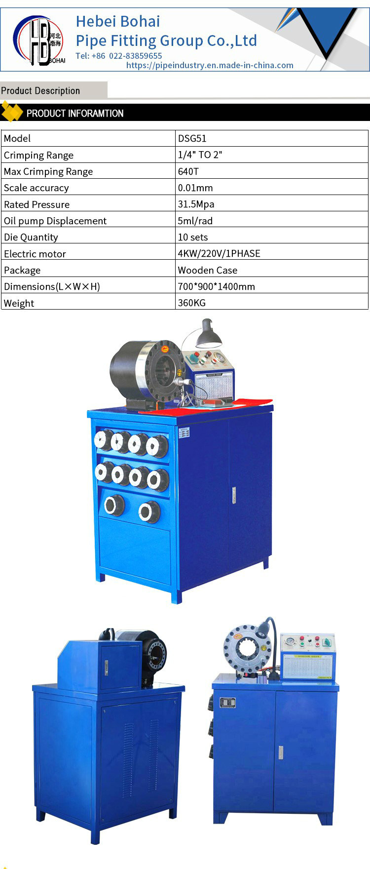 Ce Certificate Hose Crimping Machine for Rubber Pipe Rubber Hose Swager