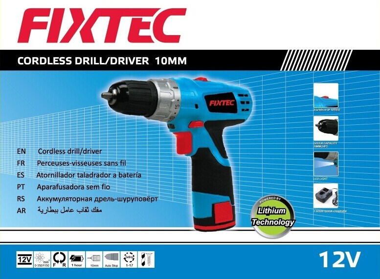 Fixtec Power Tool 12V Mini Cordless Drill with Lithium Battery