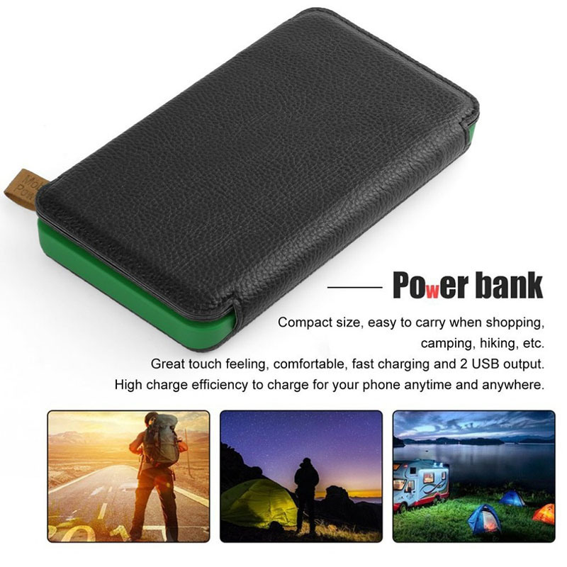 Solar Power Bank Waterproof Mobile Power Doubled Fold Portable Charger Power with Camping Light