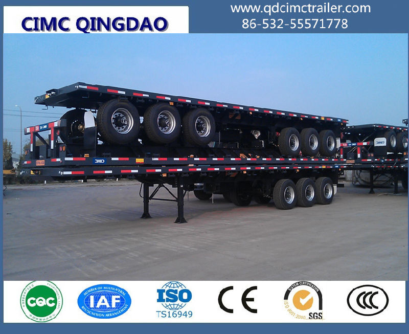 Cimc 3 Axle 40FT Flatbed Container Semi Truck Trailer