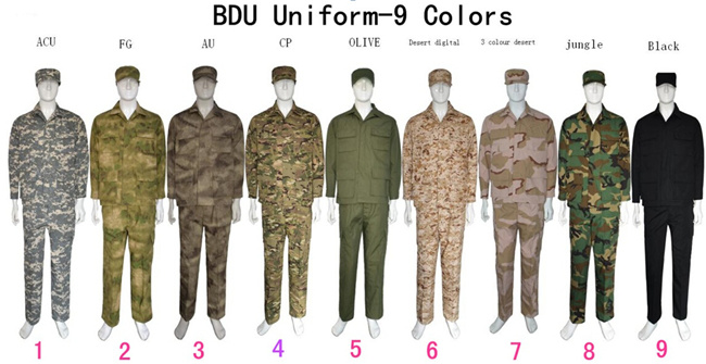 9 Colors Military Tactical Camouflage, Army Uniform