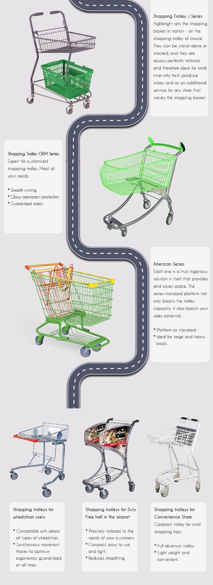 Zinc European Style Shopping Trolley Cart
