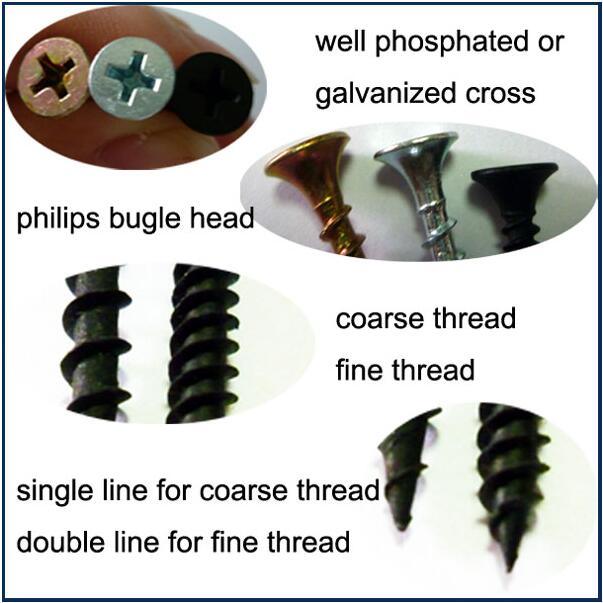 DIN18182 Black Phosphate Bugle Head Gypsum Board Screw Drywall Screws