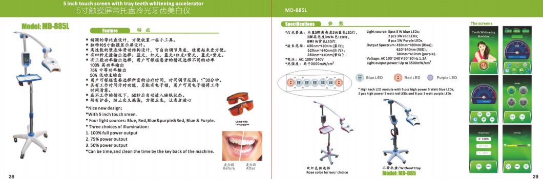 CE and FDA Passed Tooth Bleaching System with Red & Blue & Purple LED for Whitening Machine in 2014