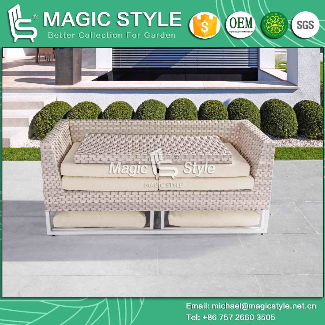 Kd Sofa with Cushion by Wicker Weaving Outdoor Sofa Set (Magic Style)