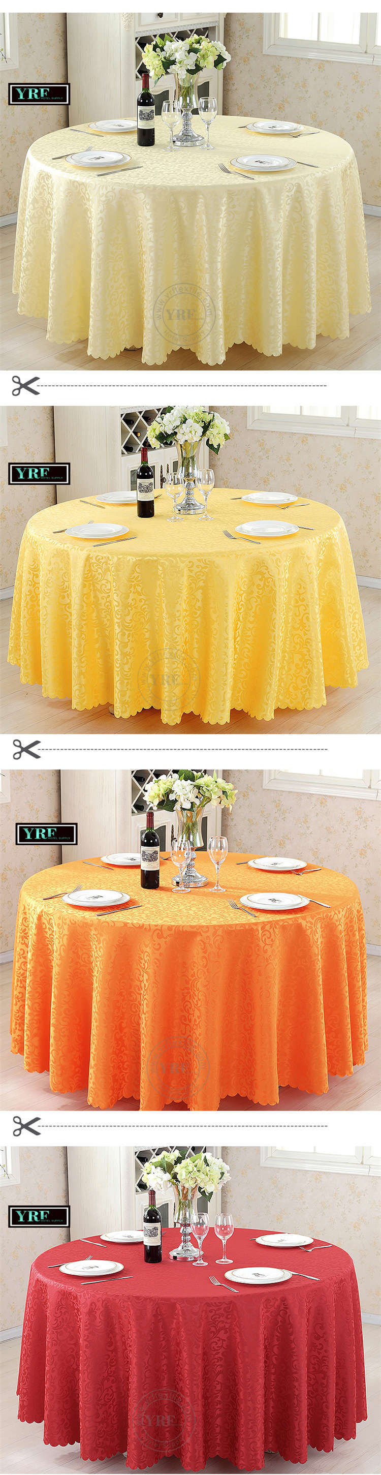 Cheap Fancy Circles Pattern Wedding Round Polyester Yellow Table Cloth