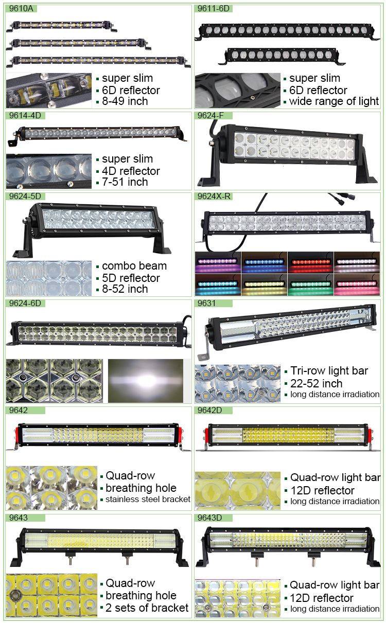 Auto LED 15inch 22inch 50inch 52inch Dual Row LED Light Bar