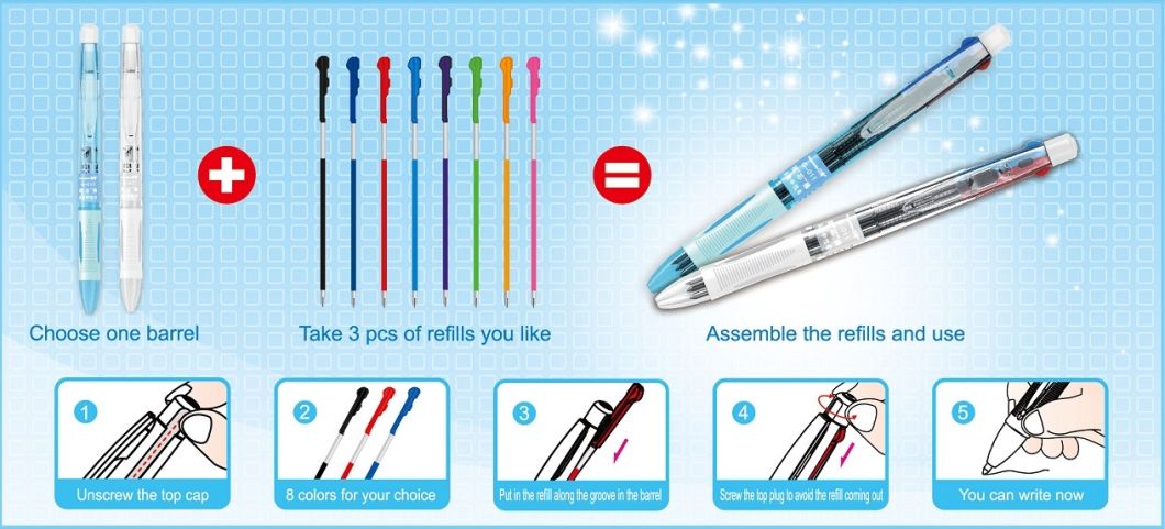 Snowhite C2 Multi Function Gel Pen with Quick Dry Ink More Than 8 Colors Choosing Can 4colors Assorted