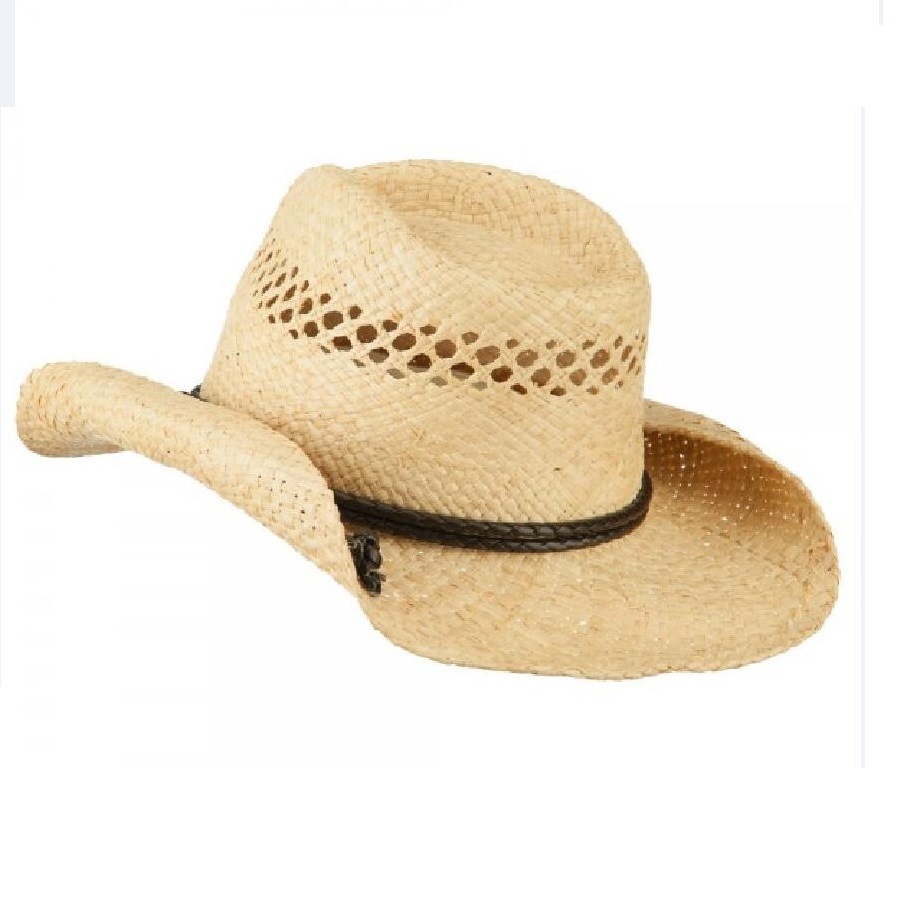 China Design Fashion Natural Women's Vented Western Cowboy Paper Hat