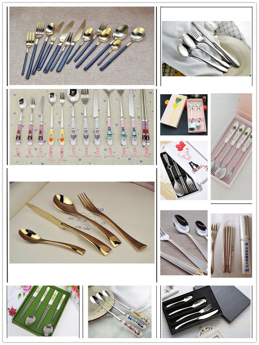 Ceramic Handle Spoon Chopsticks Spoon Stainless Steel Cutlery Set