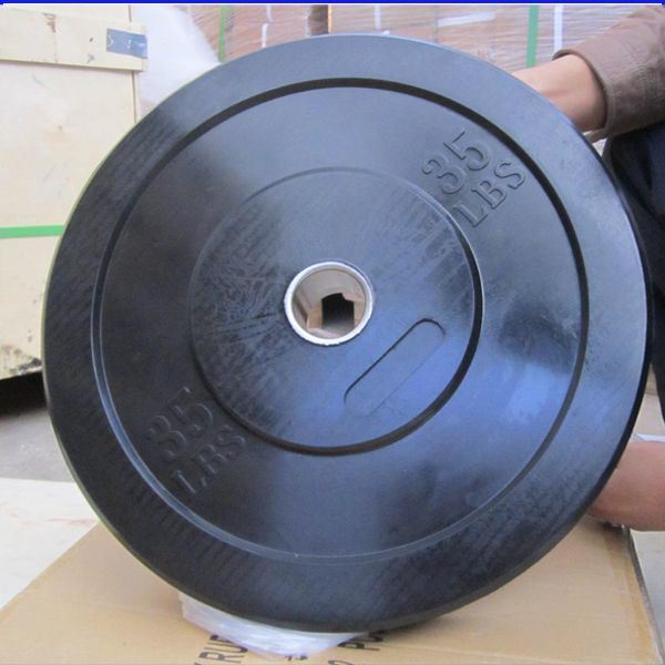 Black and Color Rubber Barbell Weight Plate