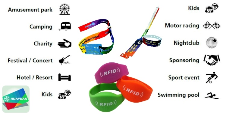 RFID HF NFC NTAG213 elastic woven festival event wristband