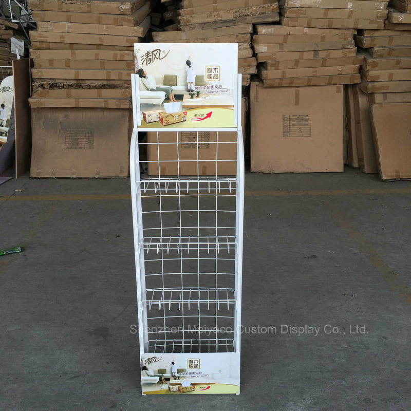4-Layer Metallic Wire Tissue Paper Shelf Store Supplies Display Racks