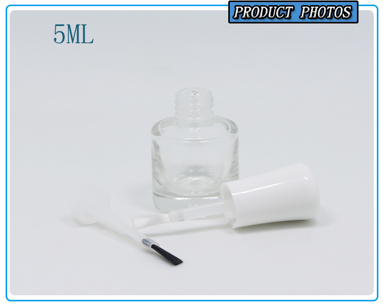 5ml Round Clear Glass Nail Polish Bottle with Brush Empty Nail Polish Bottle