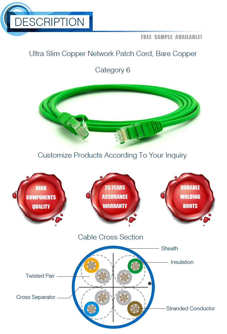 CAT6 UTP Ultra Slim Patch Cord RJ45