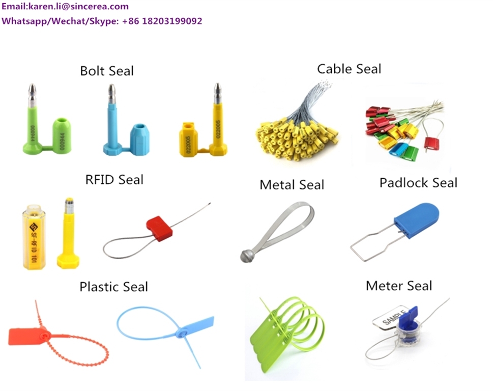 Free Logo and Series Number Printing Security Plastic Padlock Seal with Sreel Wire