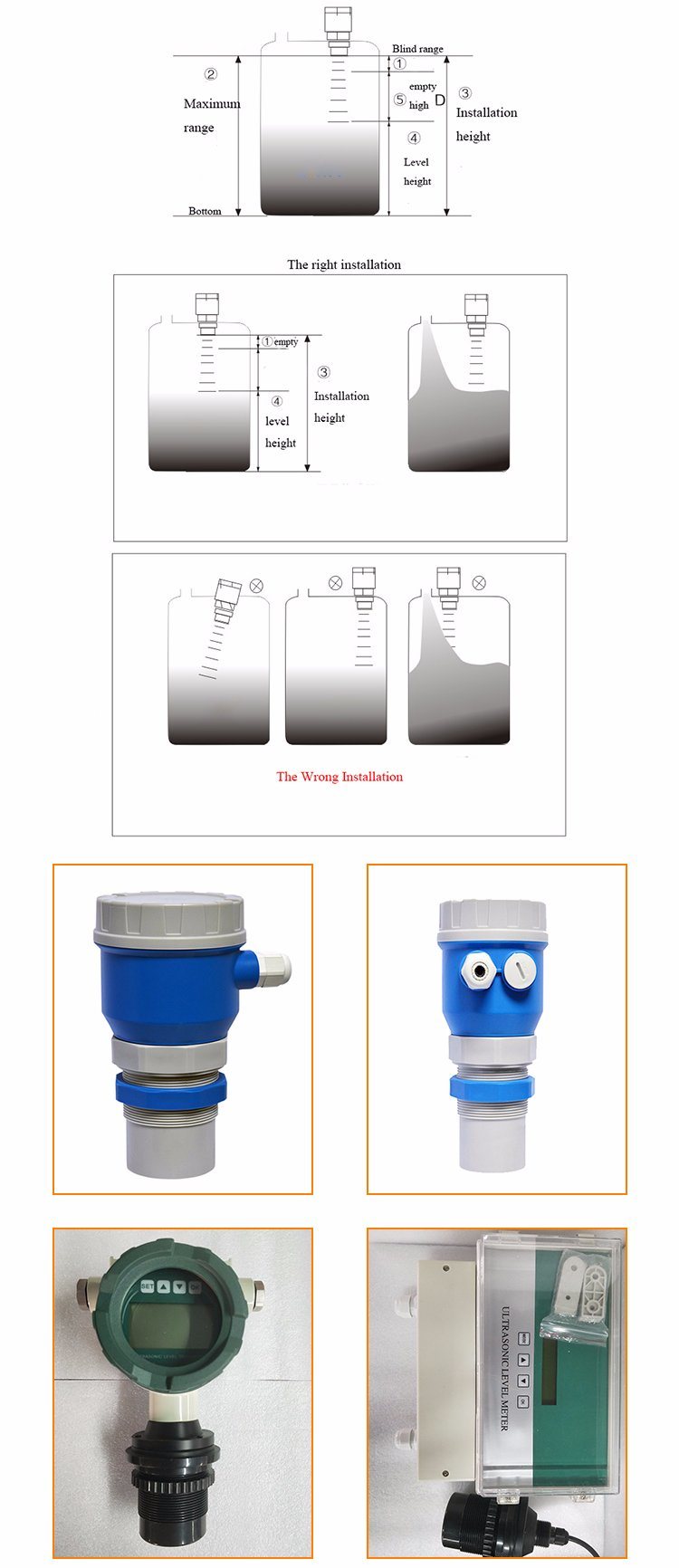 Non Contact Ultrasonic Level Measurement Sound Level Sensor