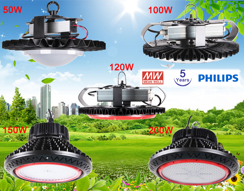 5 Years Warranty 150W UFO High Bay LED Light with LED Chip and Meanwell LED Driver