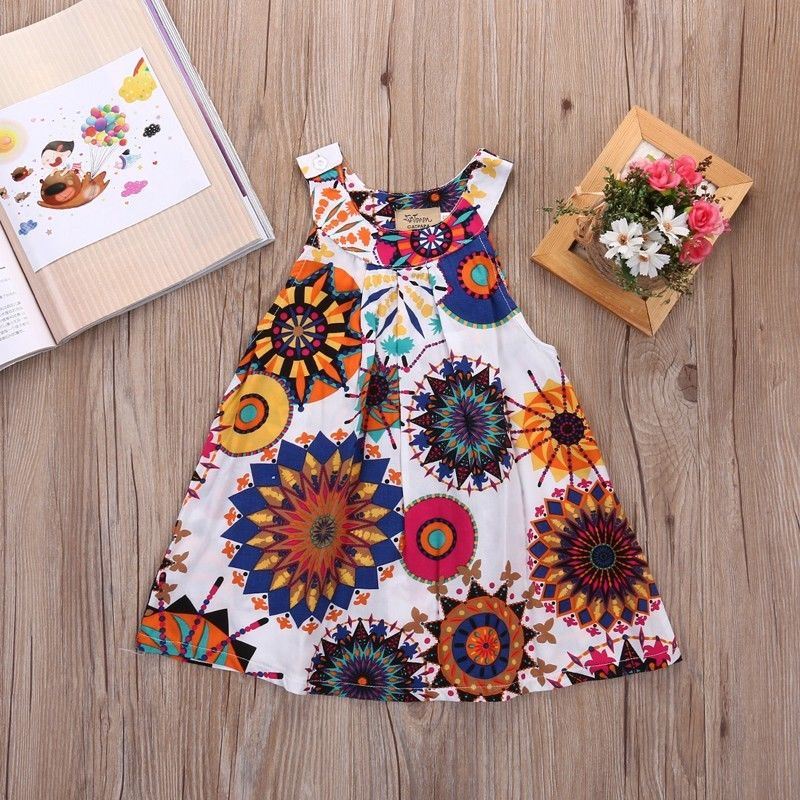 Children Clothes Condole Belt Broken Flower Dress of The Girls