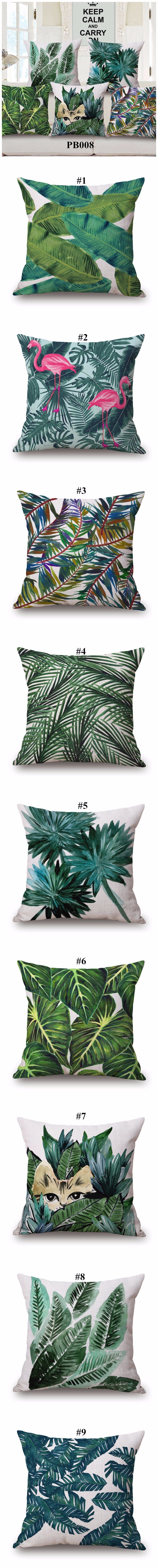 Tropical Plants Digital Printed Pillow / Cushion Home Decorative