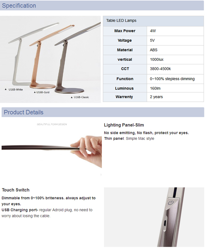 Modern Foldable Stepless Dimming LED Table Lamp