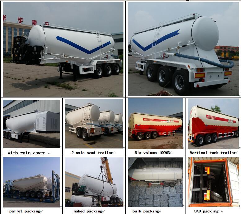 Flour/Wheat/Corn/Rice Transport Tanker Semi Trailer with Air Compressor