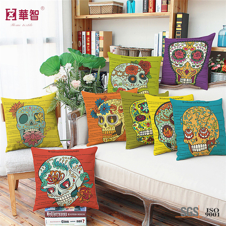 New Designed Skull Printed Decorative Pillows for Hollween