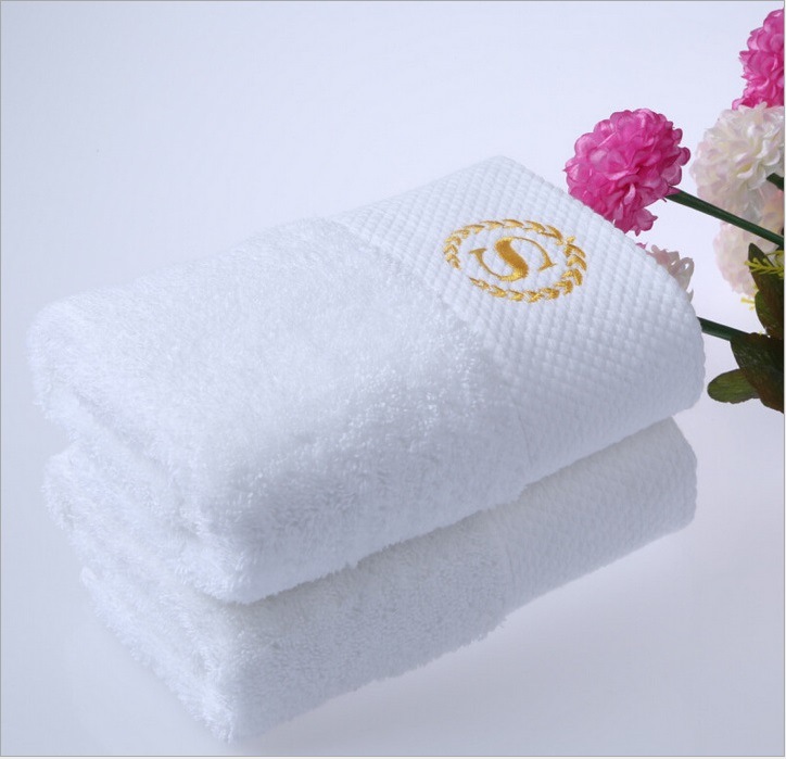 Egyptian Cotton Embroidery Dobby Border Towel for Gift or Hotel
